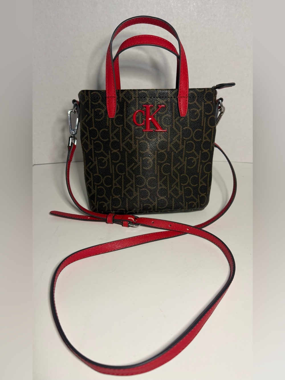 Calvin Klein CK Signature Monogram Mini Satchel Crossbody Bag NWOT